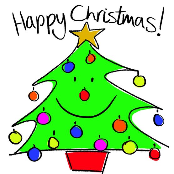 Tree Colourful Baubles Christmas Card