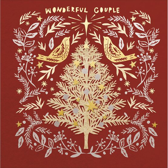 Wonderful Couple Tree With Two Angels Christmas Card