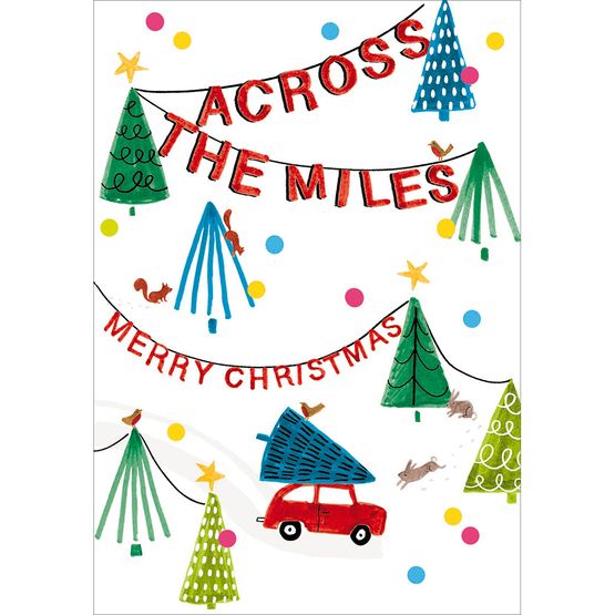 Across The Miles Truck Trees and Fairy Lights Christmas Card