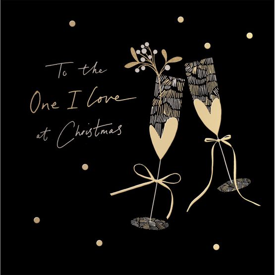 One I Love Two Champagne Glasses Christmas Card