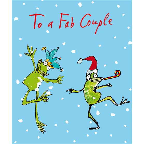 Fab Couple Two Christmas Frogs Dancing Christmas Card