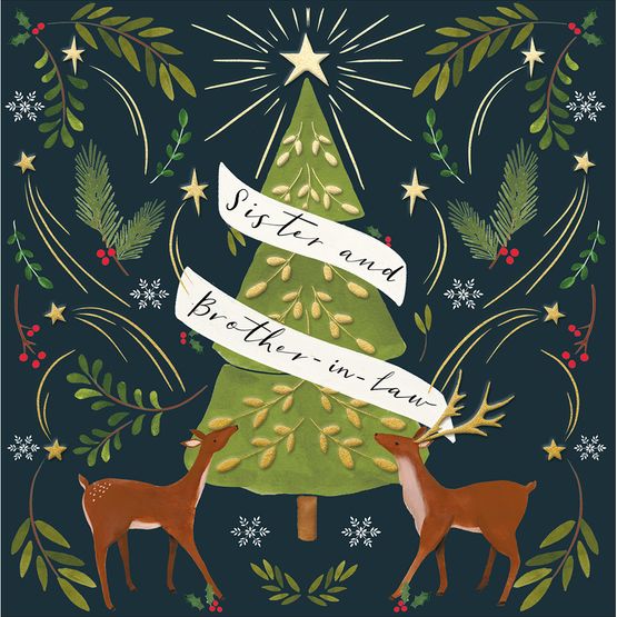 Two Deer By A Tree Sister &amp; Brother-in-Law Christmas Card