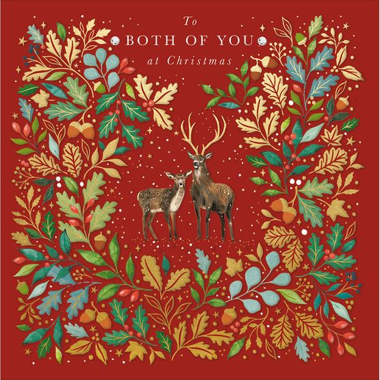 To Both of You Two Deer Surrounded By Foliage Christmas Card
