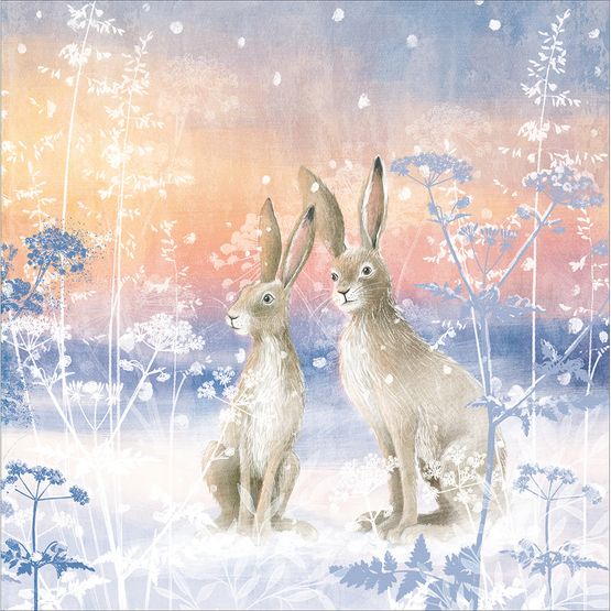 Two Hares Christmas Card