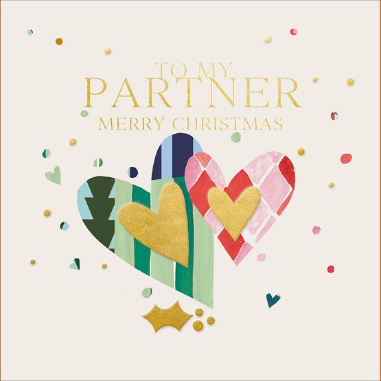 Partner Two Intertwining Hearts Christmas Card