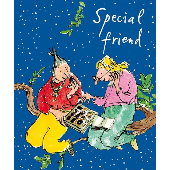 Special Friend Two Ladies In Tree Eating Chocolates Christmas Card