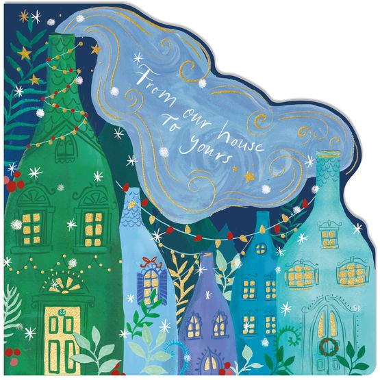 From Our House Wine Bottles House Christmas Card