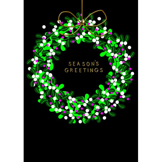 Wreath Seasons Greetings Christmas Card