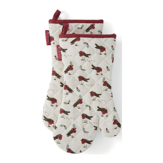 Cooksmart Christmas Robins Retreat Gauntlets 2 Pack