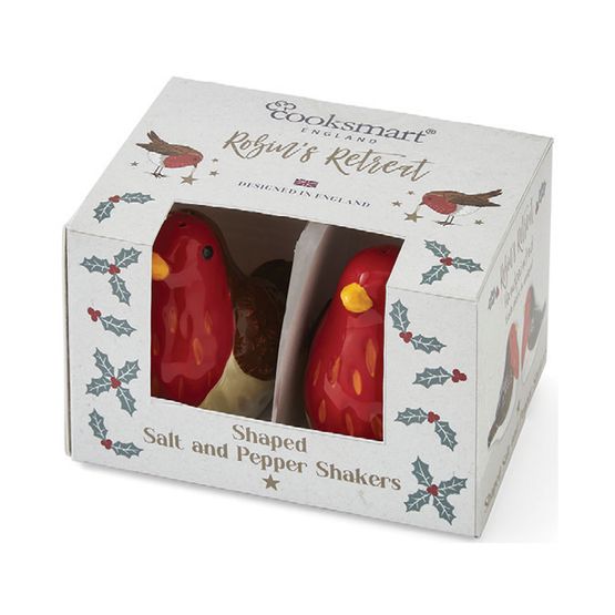 Cooksmart Christmas Robins Retreat Ceramic Salt &amp; Pepper Shaker Set
