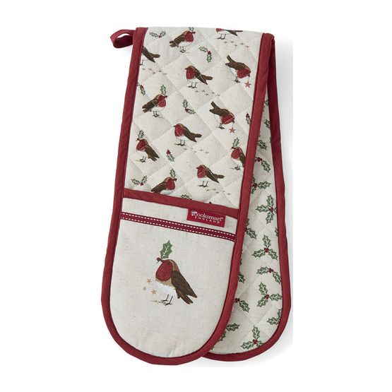 Cooksmart Christmas Robins Retreat Double Oven Glove