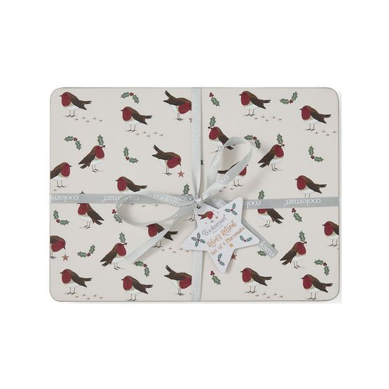 Cooksmart Christmas Robins Retreat Set Of 4 Placemats