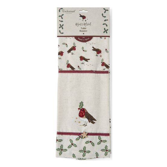 Cooksmart Christmas Robins Retreat Table Runner