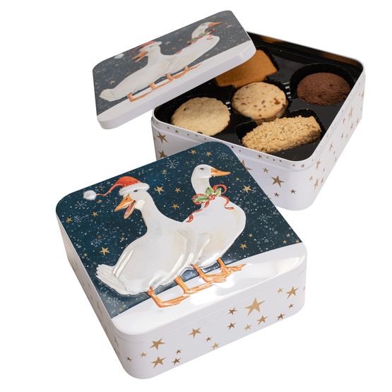 Farmhouse Biscuits - Christmas Geese Square Tin of Assorted Biscuits