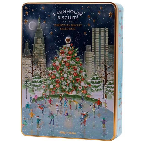 Farmhouse Biscuits - Christmas Skating Scene Tin of Assorted Biscuits