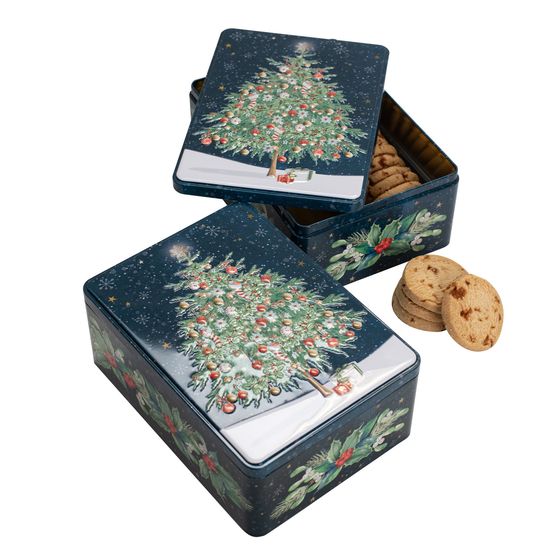 Farmhouse Biscuits - Christmas Tree Tin of Salted Caramel Biscuits