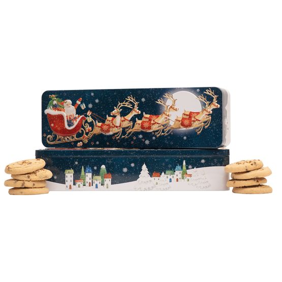 Farmhouse Biscuits - Santa Sleigh Tin of Milk Chocolate Chip Biscuits