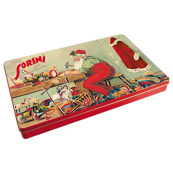 Sorini - Santa's Workshop Tin with Milk Hazelnut Cream Spheres