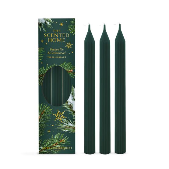 Ashleigh &amp; Burwood London - Festive Fir &amp; Cedarwood 3 Pack Taper Candles