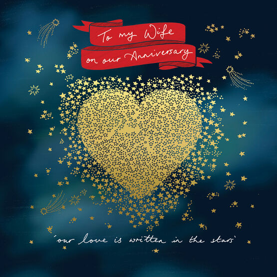 Wife Anniversary - Gold Heart In A Starry Sky