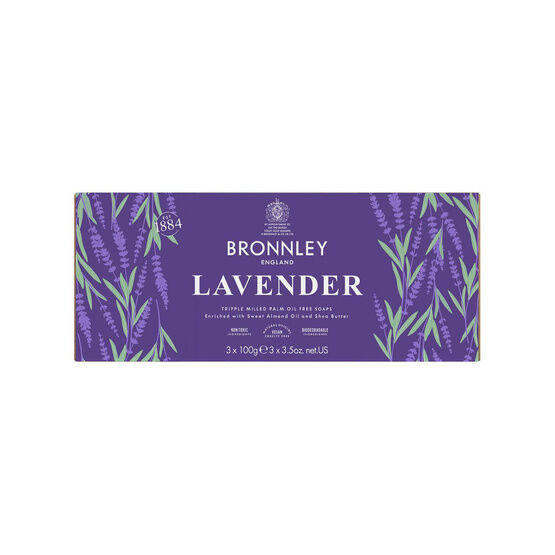 Bronnley Lavender Triple Milled Fine English Soap Collection (Pack of 3)