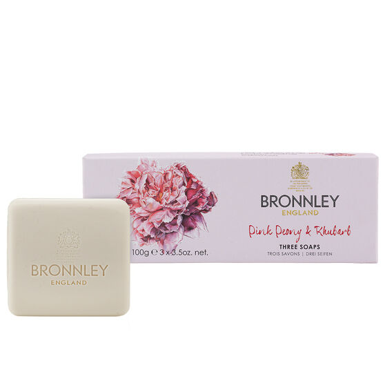 Bronnley Pink Peony & Rhubarb Triple Milled Soap (Pack of 3)