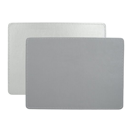 Creative Tops - Fuax Leather Silver Set of 4 Tablemats
