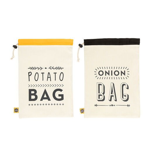 100 % Cotton Kitchen Pantry Potato & Onion Vegetable Sacks (Pack of 2)