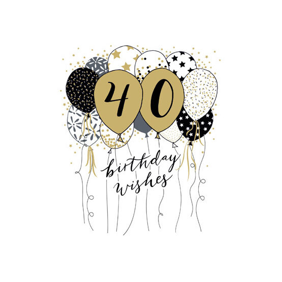 40th Birthday - Black & Gold Balloons