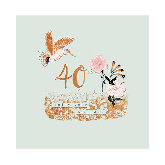 40th Birthday - Hummingbird And Flowers