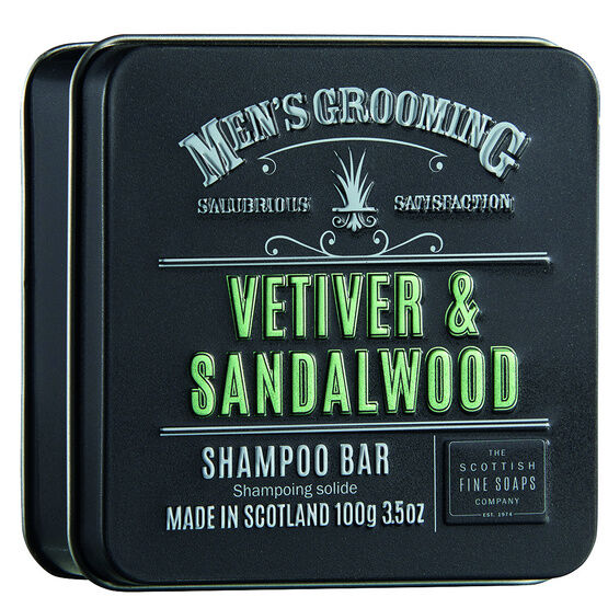 The Scottish Fine Soaps Company - Vetiver & Sandalwood Shampoo Bar in a Tin