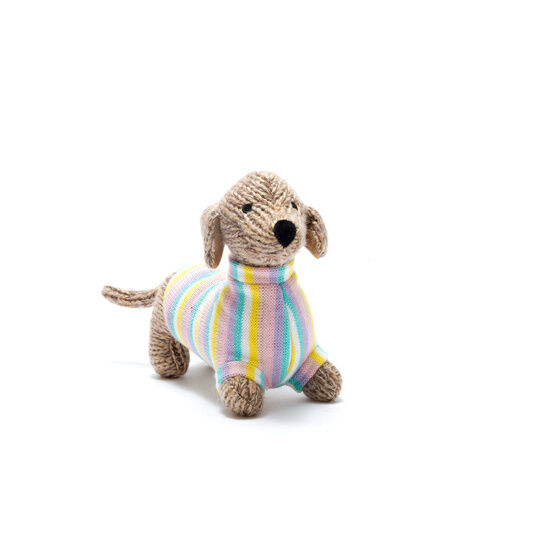Knitted Sausage Dog - Pastel Jumper