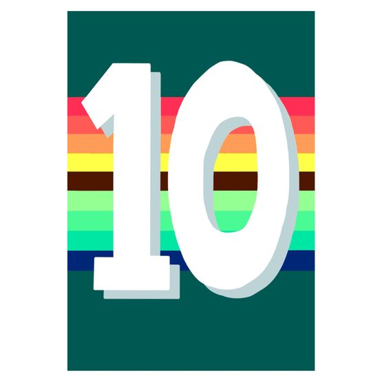 Age 10 Rainbow Stripes