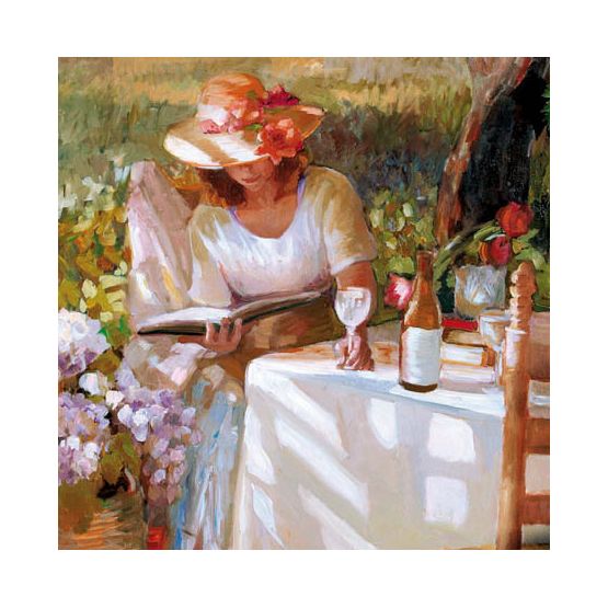 Lady With Wine And Book