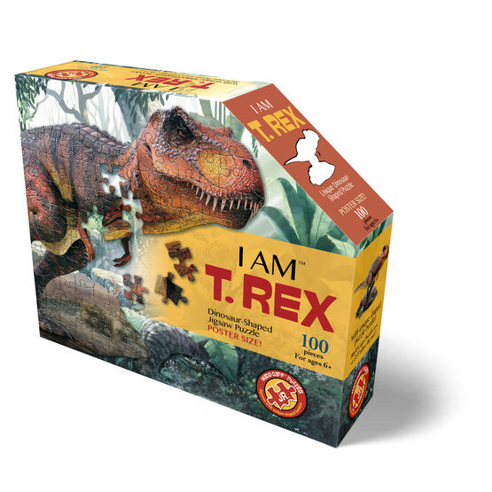 I Am T-Rex Dinosaur-Shaped Jigsaw Puzzle (100pc)