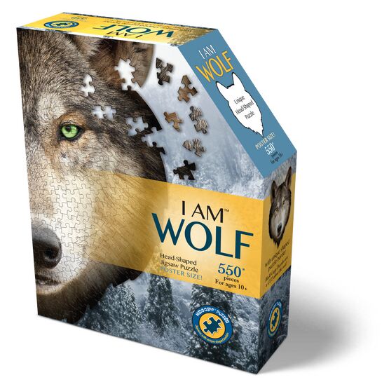 I Am Wolf 550 Piece Head-Shaped Jigsaw Puzzle