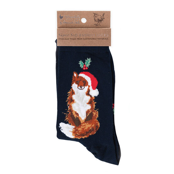 Wrendale Designs - Christmas Sock - Festive Fox - Navy